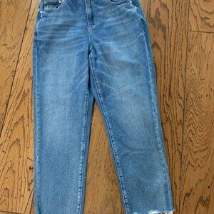 American Eagle size 14 "Mom Jean" with frayed hem and 27 inch inseam